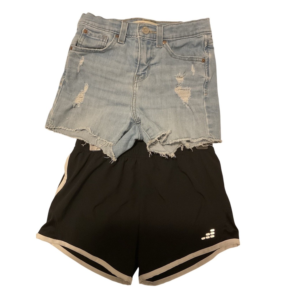 Levi‎ Strauss High Rise 3" Denim Jean Distressed Shorts Sz 10 & BCG ActiveShort